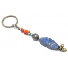 Key Chain Solid Tibetan Silver Charms Key Holder Natural Gem Stones Unisex D65